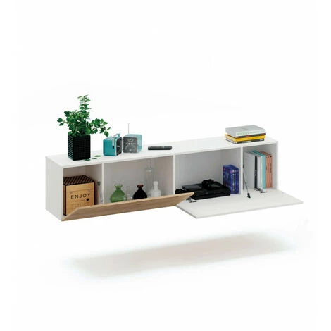 Meubles TV BOBOCHIC - Ensemble Meuble TV 180 Et 150 Cm NOVA Imitation Chêne Et Blanc Avec étagère - Blanc Et Chêne 3 Meubles TV BOBOCHIC - Ensemble Meuble TV 180 Et 150 Cm NOVA Imitation Chêne Et Blanc Avec étagère - Blanc Et Chêne