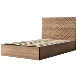 Lit Coffre BOBOCHIC - Lit Coffre ALVANA Chêne Et Noir 140x190 - Chêne Et Noir