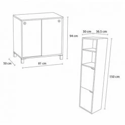 BOBOCHIC Ensemble De Salle De Bain 80cm SOLENE Avec Colonne Blanc Et Chêne - Blanc Et Chêne -BOBOCHIC Soldes 2022 56112654 5