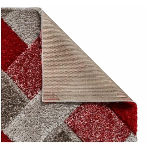 Tapis BOBOCHIC - Tapis Poil Shaggy Rectangulaire AMANDA Motif Graphique 120x170 Rouge - Rouge 6 Tapis BOBOCHIC - Tapis Poil Shaggy Rectangulaire AMANDA Motif Graphique 120x170 Rouge - Rouge – Image 4