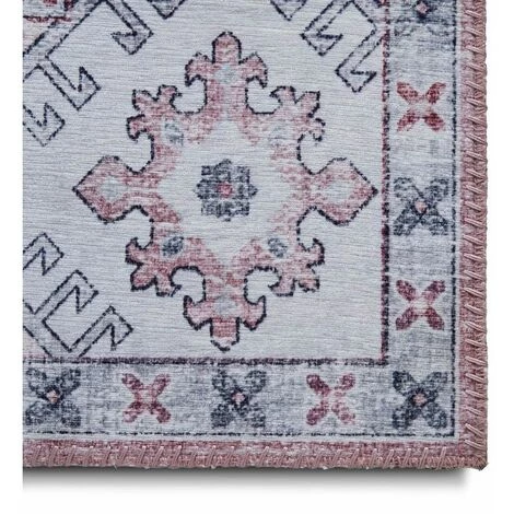 Tapis BOBOCHIC - Tapis Tissé HERMA Motif Orientale 60x225 Rose - Rose 6 Tapis BOBOCHIC - Tapis Tissé HERMA Motif Orientale 60x225 Rose - Rose – Image 4