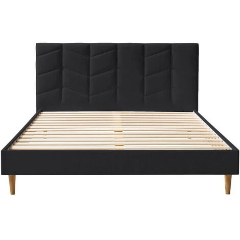 Structure De Lit Avec Lattes BOBOCHIC - Lit 140 X 190 Cm BELLEVILLE Avec Lattes Massives 140x190 Anthracite - Anthracite 3 Structure De Lit Avec Lattes BOBOCHIC - Lit 140 X 190 Cm BELLEVILLE Avec Lattes Massives 140x190 Anthracite - Anthracite