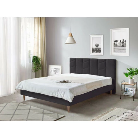 Structure De Lit Avec Lattes BOBOCHIC - Lit 140 X 190 Cm BELLEVILLE Avec Lattes Massives 140x190 Anthracite - Anthracite 4 Structure De Lit Avec Lattes BOBOCHIC - Lit 140 X 190 Cm BELLEVILLE Avec Lattes Massives 140x190 Anthracite - Anthracite – Image 2