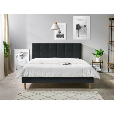 Structure De Lit Avec Lattes BOBOCHIC - Lit 140 X 190 Cm BELLEVILLE Avec Lattes Massives 140x190 Anthracite - Anthracite 5 Structure De Lit Avec Lattes BOBOCHIC - Lit 140 X 190 Cm BELLEVILLE Avec Lattes Massives 140x190 Anthracite - Anthracite – Image 3