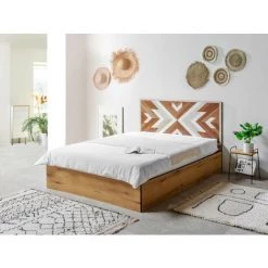 Lit Coffre BOBOCHIC - Lit Coffre NAIROBI Chêne Et Motif Ethnique 140x190 - Chêne 8 Lit Coffre BOBOCHIC - Lit Coffre NAIROBI Chêne Et Motif Ethnique 140x190 - Chêne -BOBOCHIC Soldes 2022 58497209 2
