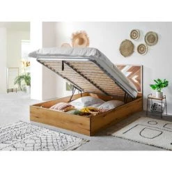 Lit Coffre BOBOCHIC - Lit Coffre NAIROBI Chêne Et Motif Ethnique 140x190 - Chêne 9 Lit Coffre BOBOCHIC - Lit Coffre NAIROBI Chêne Et Motif Ethnique 140x190 - Chêne -BOBOCHIC Soldes 2022 58497209 3