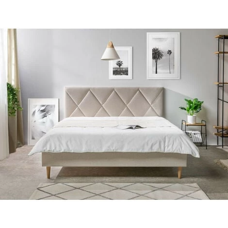 Structure De Lit Avec Lattes BOBOCHIC - Lit 180 X 200 Cm PANTHEON Avec Lattes Massives 180x200 Beige - Beige 5 Structure De Lit Avec Lattes BOBOCHIC - Lit 180 X 200 Cm PANTHEON Avec Lattes Massives 180x200 Beige - Beige – Image 3