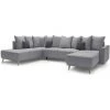 BOBOCHIC Canapé D'angle Droit Panoramique Convertible - 7 Places - Tissu Gris Clair - L 324 X P 215 X H 90 Cm - MOLA -BOBOCHIC Soldes 2022 58544773 1