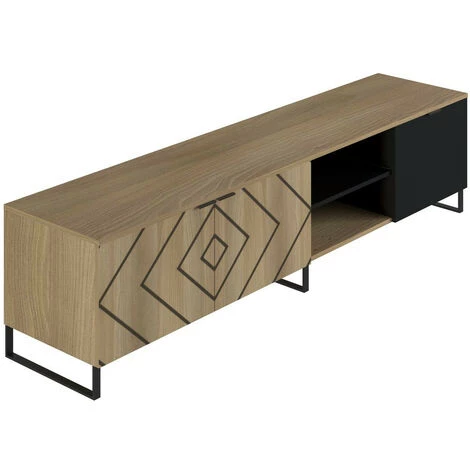 Meubles TV BOBOCHIC - Meuble TV 200 Cm ALVANA Chêne Et Noir - Chêne Et Noir 3 Meubles TV BOBOCHIC - Meuble TV 200 Cm ALVANA Chêne Et Noir - Chêne Et Noir