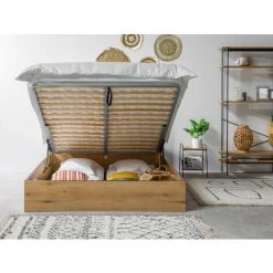 Lit Coffre BOBOCHIC - Lit Coffre NAIROBI Chêne Et Motif Ethnique 160x200 -BOBOCHIC Soldes 2022 60707912 4