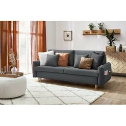 Canapé Droit Convertible BOBOCHIC - Canapé Droit Convertible Coffre LYSE Gris Anthracite - Gris Anthracite -BOBOCHIC Soldes 2022 60938424 2