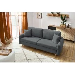 Canapé Droit Convertible BOBOCHIC - Canapé Droit Convertible Coffre LYSE Gris Anthracite - Gris Anthracite -BOBOCHIC Soldes 2022 60938424 5