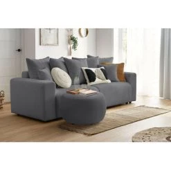 Canapé Droit Convertible BOBOCHIC - Canapé Droit Convertible Coffre ENVY Tissu Bouclette Doux Avec Pouf Rond Gris Foncé - Gris Foncé 9 Canapé Droit Convertible BOBOCHIC - Canapé Droit Convertible Coffre ENVY Tissu Bouclette Doux Avec Pouf Rond Gris Foncé - Gris Foncé -BOBOCHIC Soldes 2022 60938429 3