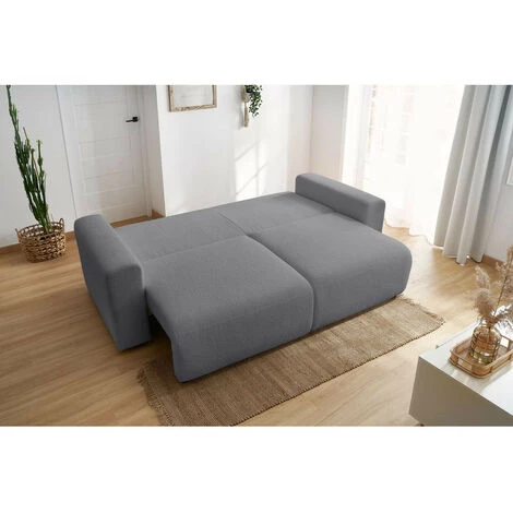 Canapé Droit Convertible BOBOCHIC - Canapé Droit Convertible Coffre ENVY Tissu Bouclette Doux Avec Pouf Rond Gris Foncé - Gris Foncé 6 Canapé Droit Convertible BOBOCHIC - Canapé Droit Convertible Coffre ENVY Tissu Bouclette Doux Avec Pouf Rond Gris Foncé - Gris Foncé â Image 4