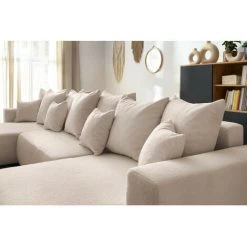 Canapé Panoramique Convertible BOBOCHIC - Canapé Panoramique Convertible Coffre ENVY Tissu Bouclette Panoramique Beige - Beige -BOBOCHIC Soldes 2022 60938448 5