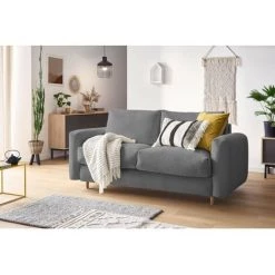 Canapé Droit Convertible BOBOCHIC - Canapé Droit Convertible COCOONE Ouverture Express Gris Foncé - Gris Foncé -BOBOCHIC Soldes 2022 60938450 2