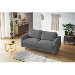 Canapé Droit Convertible BOBOCHIC - Canapé Droit Convertible COCOONE Ouverture Express Gris Foncé - Gris Foncé -BOBOCHIC Soldes 2022 60938450 5