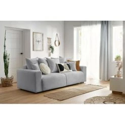 Canapé Droit Convertible BOBOCHIC - Canapé Droit Convertible Coffre ENVY Tissu Bouclette Doux Gris Clair - Gris Clair -BOBOCHIC Soldes 2022 60938466 2