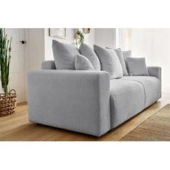 Canapé Droit Convertible BOBOCHIC - Canapé Droit Convertible Coffre ENVY Tissu Bouclette Doux Gris Clair - Gris Clair -BOBOCHIC Soldes 2022 60938466 5