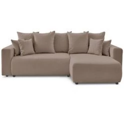 Canapés D'angle Convertibles BOBOCHIC - Canapé D'angle Réversible Convertible Coffre ENVY Tissu Bouclette Doux Marron Clair - Marron Clair