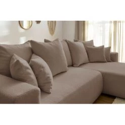 Canapés D'angle Convertibles BOBOCHIC - Canapé D'angle Réversible Convertible Coffre ENVY Tissu Bouclette Doux Marron Clair - Marron Clair -BOBOCHIC Soldes 2022 61036055 5