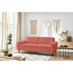 Canapé Droit Fixe BOBOCHIC - Canapé Droit Fixe 2 Places BASTILLE Tissu Bouclette Doux Rose - Rose -BOBOCHIC Soldes 2022 61036207 4