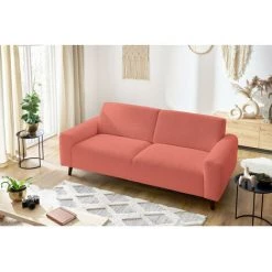 Canapé Droit Fixe BOBOCHIC - Canapé Droit Fixe 2 Places BASTILLE Tissu Bouclette Doux Rose - Rose -BOBOCHIC Soldes 2022 61036207 5