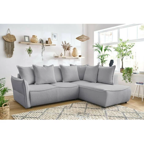 Canapés D'angle L Convertibles BOBOCHIC - Canapé D'angle L Convertible Coffre LEON Tissu Bouclette Angle Droit Gris Clair - Gris Clair 5 Canapés D'angle L Convertibles BOBOCHIC - Canapé D'angle L Convertible Coffre LEON Tissu Bouclette Angle Droit Gris Clair - Gris Clair – Image 3