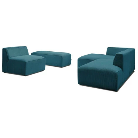 Canapé Modulable BOBOCHIC - Canapé D'angle Fixe Modulable MEGEVE Tissu Velours Côtelé Avec 1 Chauffeuse Et 1 Pouf Angle Gauche Bleu Canard - Bleu Canard 3 Canapé Modulable BOBOCHIC - Canapé D'angle Fixe Modulable MEGEVE Tissu Velours Côtelé Avec 1 Chauffeuse Et 1 Pouf Angle Gauche Bleu Canard - Bleu Canard