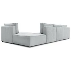 Canapé Modulable BOBOCHIC - Canapé D'angle Fixe 100% Modulable NIHAD Tissu Velours Côtelé 2 Chauffeuses, 1 Pouf Et 2 Méridiennes Gris - Gris -BOBOCHIC Soldes 2022 61036380 5