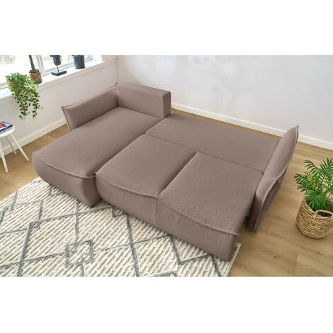 Canapés D'angle Convertibles BOBOCHIC - Canapé D'angle Convertible LEON Tissu Bouclette Angle Gauche Marron Clair - Marron Clair 7 Canapés D'angle Convertibles BOBOCHIC - Canapé D'angle Convertible LEON Tissu Bouclette Angle Gauche Marron Clair - Marron Clair – Image 5