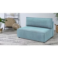 Canapé Modulable BOBOCHIC - Chauffeuse 2 Places Sans Accoudoir Pour Canapé Modulable NIHAD Tissu Velours Côtelé Aqua - Aqua -BOBOCHIC Soldes 2022 61036435 2