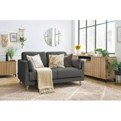 Canapé Droit Fixe BOBOCHIC - Canapé Droit Fixe 2 Places MONTMARTRE Tissu Velours Côtelé Gris Foncé - Gris Foncé -BOBOCHIC Soldes 2022 61036441 2