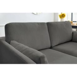 Canapé Droit Fixe BOBOCHIC - Canapé Droit Fixe 2 Places MONTMARTRE Tissu Velours Côtelé Gris Foncé - Gris Foncé -BOBOCHIC Soldes 2022 61036441 5