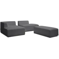 Canapé Modulable BOBOCHIC - Canapé D'angle Fixe Modulable MEGEVE Tissu Bouclette Avec Pouf Angle Gauche Gris Foncé - Gris Foncé