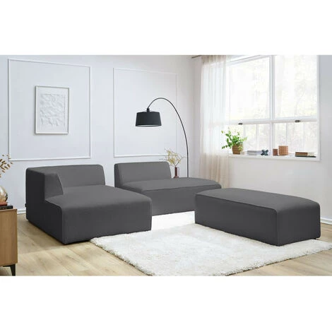 Canapé Modulable BOBOCHIC - Canapé D'angle Fixe Modulable MEGEVE Tissu Bouclette Avec Pouf Angle Gauche Gris Foncé - Gris Foncé 6 Canapé Modulable BOBOCHIC - Canapé D'angle Fixe Modulable MEGEVE Tissu Bouclette Avec Pouf Angle Gauche Gris Foncé - Gris Foncé – Image 4