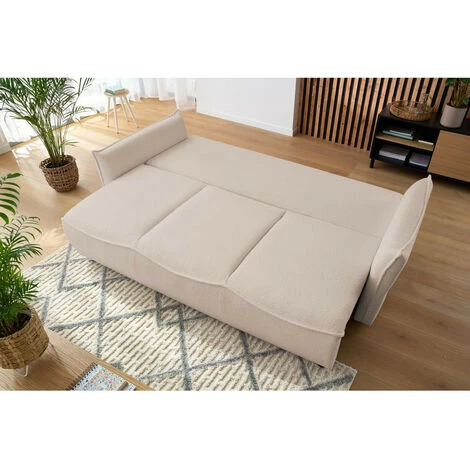 Canapé Droit Convertible BOBOCHIC - Canapé Droit Convertible Coffre LEON Tissu Bouclette Beige - Beige 7 Canapé Droit Convertible BOBOCHIC - Canapé Droit Convertible Coffre LEON Tissu Bouclette Beige - Beige – Image 5