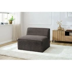 Canapé Modulable BOBOCHIC - Chauffeuse 1 Place Pour Canapé Modulable MEGEVE Tissu Velours Côtelé Marron - Marron -BOBOCHIC Soldes 2022 61036479 3