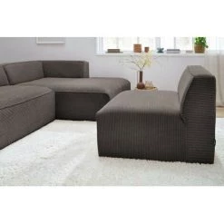 Canapé Modulable BOBOCHIC - Chauffeuse 1 Place Pour Canapé Modulable MEGEVE Tissu Velours Côtelé Marron - Marron -BOBOCHIC Soldes 2022 61036479 4