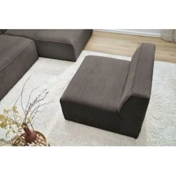 Canapé Modulable BOBOCHIC - Chauffeuse 1 Place Pour Canapé Modulable MEGEVE Tissu Velours Côtelé Marron - Marron -BOBOCHIC Soldes 2022 61036479 5