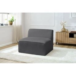 Canapé Modulable BOBOCHIC - Chauffeuse 1 Place Pour Canapé Modulable MEGEVE Tissu Bouclette Gris Foncé - Gris Foncé -BOBOCHIC Soldes 2022 61036501 2