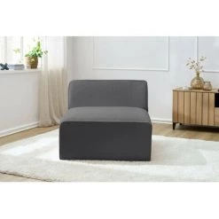 Canapé Modulable BOBOCHIC - Chauffeuse 1 Place Pour Canapé Modulable MEGEVE Tissu Bouclette Gris Foncé - Gris Foncé -BOBOCHIC Soldes 2022 61036501 3