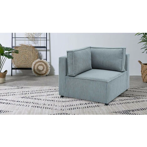 Canapé Modulable BOBOCHIC - Angle Pour Canapé Modulable NIHAD Tissu Velours Côtelé Aqua - Aqua 4 Canapé Modulable BOBOCHIC - Angle Pour Canapé Modulable NIHAD Tissu Velours Côtelé Aqua - Aqua – Image 2