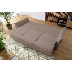 Canapé Droit Convertible BOBOCHIC - Canapé Droit Convertible Coffre LEON Tissu Bouclette Marron - Marron -BOBOCHIC Soldes 2022 61036550 5