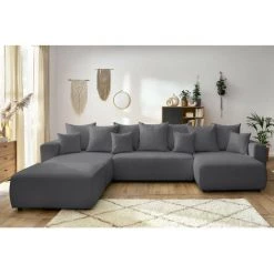 Canapé Panoramique Convertible BOBOCHIC - Canapé Panoramique Convertible Coffre ENVY Tissu Bouclette Avec Pouf Rectangulaire Gris Foncé - Gris Foncé 10 Canapé Panoramique Convertible BOBOCHIC - Canapé Panoramique Convertible Coffre ENVY Tissu Bouclette Avec Pouf Rectangulaire Gris Foncé - Gris Foncé -BOBOCHIC Soldes 2022 61036559 4