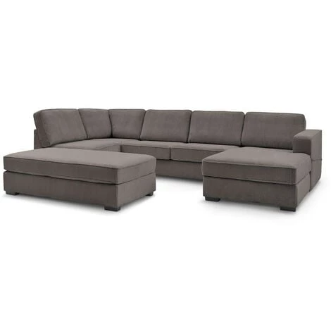 Canapé Panoramique Convertible BOBOCHIC - Canapé Panoramique Convertible MEGA Velours Côtelé Avec Pouf Angle Droit Marron - Marron 3 Canapé Panoramique Convertible BOBOCHIC - Canapé Panoramique Convertible MEGA Velours Côtelé Avec Pouf Angle Droit Marron - Marron