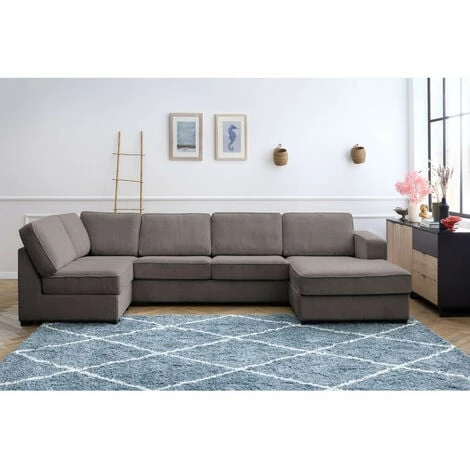 Canapé Panoramique Convertible BOBOCHIC - Canapé Panoramique Convertible MEGA Velours Côtelé Avec Pouf Angle Droit Marron - Marron 5 Canapé Panoramique Convertible BOBOCHIC - Canapé Panoramique Convertible MEGA Velours Côtelé Avec Pouf Angle Droit Marron - Marron – Image 3