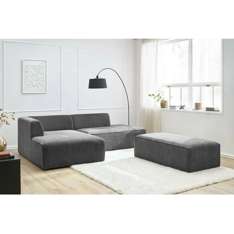 Canapé Modulable BOBOCHIC - Canapé D'angle Fixe Modulable MEGEVE Tissu Texturé Avec Pouf Angle Gauche Gris Foncé - Gris Foncé 5 Canapé Modulable BOBOCHIC - Canapé D'angle Fixe Modulable MEGEVE Tissu Texturé Avec Pouf Angle Gauche Gris Foncé - Gris Foncé – Image 3