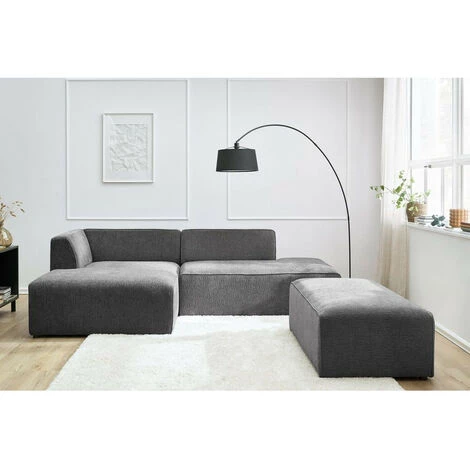 Canapé Modulable BOBOCHIC - Canapé D'angle Fixe Modulable MEGEVE Tissu Texturé Avec Pouf Angle Gauche Gris Foncé - Gris Foncé 7 Canapé Modulable BOBOCHIC - Canapé D'angle Fixe Modulable MEGEVE Tissu Texturé Avec Pouf Angle Gauche Gris Foncé - Gris Foncé – Image 5