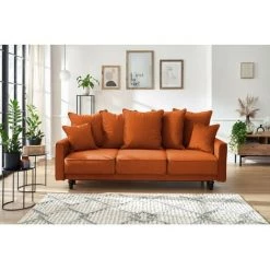 Canapé Droit Convertible BOBOCHIC - Canapé Droit Convertible Coffre NOE Terracotta - Terracotta -BOBOCHIC Soldes 2022 61060802 3